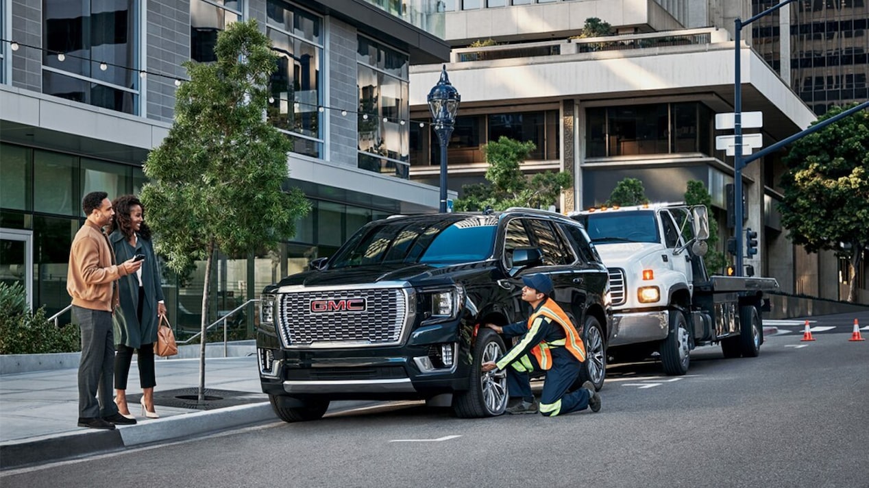 OnStar fixes a GMC vehicle's tires.