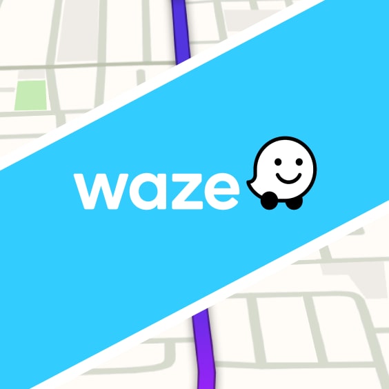 Map with Waze Logo.